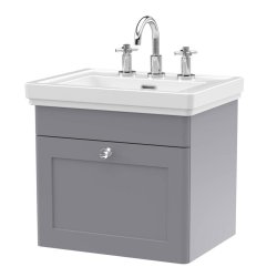 Nuie Classique Grey 500mm Wall Hung 1 Drawer Vanity Unit