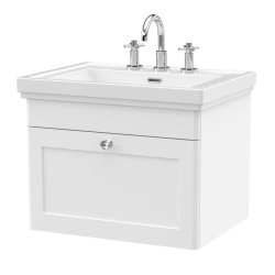 Nuie Classique White 600mm Wall Hung 1 Drawer Vanity Unit (CLC194A)