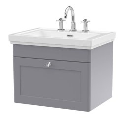 Nuie Classique Grey 600mm Wall Hung 1 Drawer Vanity Unit