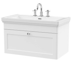 Nuie Classique White 800mm Wall Hung 1 Drawer Vanity Unit