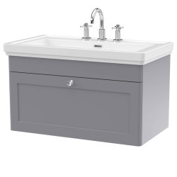 Nuie Classique Grey 800mm Wall Hung 1 Drawer Vanity Unit