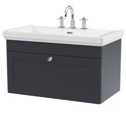 Nuie Classique Soft Black 800mm Wall Hung 1 Drawer Vanity Unit