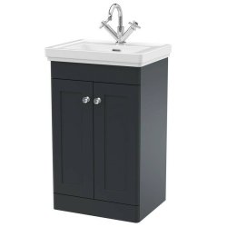 Nuie Classique Soft Black 500mm Floor Standing 2 Door Vanity Unit