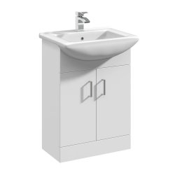 Nuie Mayford White 550mm Floor Standing 2 Door Vanity Unit