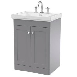 Nuie Classique Grey 600mm Floor Standing 2 Door Vanity Unit