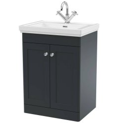 Nuie Classique Soft Black 600mm Floor Standing 2 Door Vanity Unit