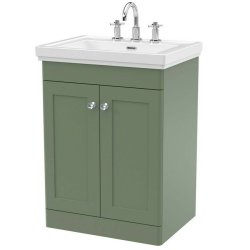 Nuie Classique Green 600mm Floor Standing 2 Door Vanity Unit