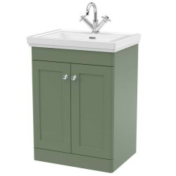 Nuie Classique Green 600mm Floor Standing 2 Door Vanity Unit