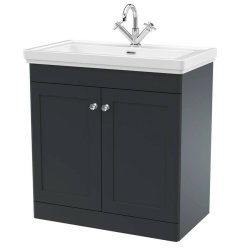 Nuie Classique Soft Black 800mm Floor Standing 2 Door Vanity Unit