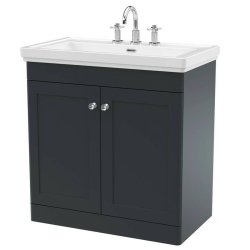 Nuie Classique Soft Black 800mm Floor Standing 2 Door Vanity Unit (CLC1426A)