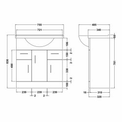 Nuie Mayford White 750mm Floor Standing Vanity Unit