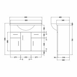 Nuie Mayford White 850mm Floor Standing Vanity Unit