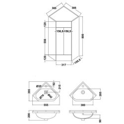 Nuie Mayford White Floor Standing One Door Corner Vanity Unit