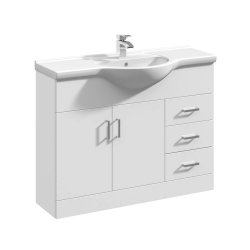 Nuie Mayford White 1050mm Floor Standing Vanity Unit