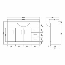 Nuie Mayford White 1200mm Floor Standing Vanity Unit