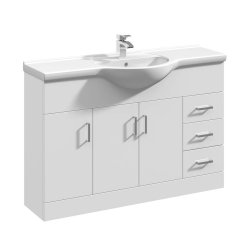 Nuie Mayford White 1200mm Floor Standing Vanity Unit