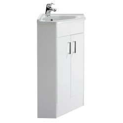 Nuie Mayford White Floor Standing Two Door Corner Vanity Unit