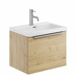 Scudo Muro Plus 500mm Davos Oak Wall Mounted Vanity Unit and Basin