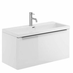 Scudo Muro Plus 800mm Gloss White Wall Mounted Vanity Unit and Basin