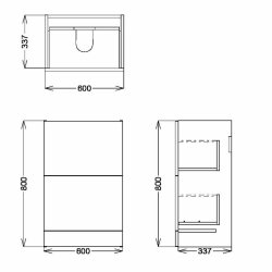 Scudo Muro Plus 600mm Reed Green Floorstanding Vanity Unit and Basin