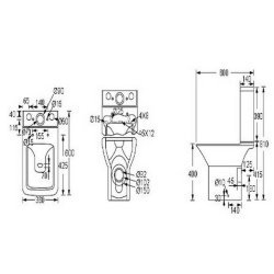 Scudo Puriti Rimless Open Back Pan with Cistern and Wrap Over Seat