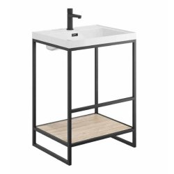 Scudo Boho 600mm Floorstanding Basin with Shelf and Frame