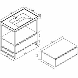 Scudo Boho 800mm Floorstanding Basin with Drawer and Frame