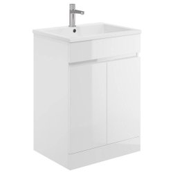 Scudo Waterguard 600mm Gloss White Floorstanding Vanity Unit and Basin