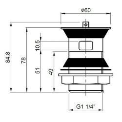 Nuie Slotted Basin Waste with Stainless Steel Plug and Ball Chain