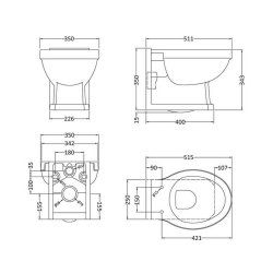 Nuie Carlton Traditional Wall Hung Toilet Pan