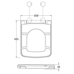 Nuie Luxury Square Quick Release Soft Close Toilet Seat with Black Cover Caps