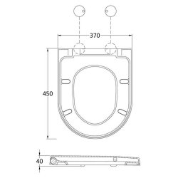 Nuie Luxury D Shaped Quick Release Soft Close Toilet Seat with White Cover Caps