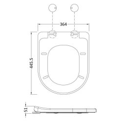 Nuie Luxury D Shaped Soft Close Toilet Seat with White Cover Caps