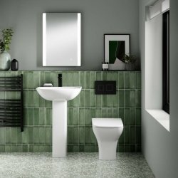 Nuie Square Dual Flush Concealed Cistern With Frame with Black Plate