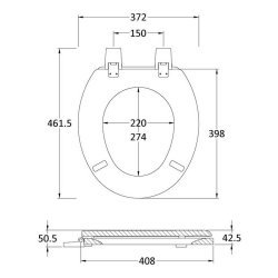 Nuie Traditional Wood Toilet Seat with Plastic Hinges