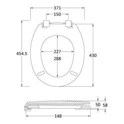 Nuie Traditional Wood Toilet Seat with Chrome Hinges