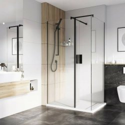 Roman Haven 10mm Select 800mm Wetroom Corner Panel Black