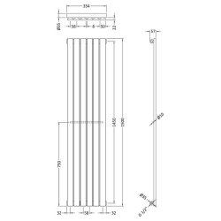 Nuie Sloane Anthracite 1500 x 354mm Vertical Single Panel Radiator