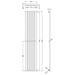 Nuie Sloane Anthracite 1800 x 354mm Vertical Single Panel Radiator