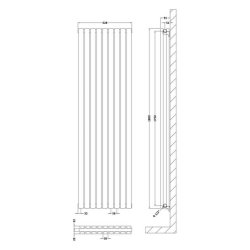 Nuie Sloane Anthracite 1800 x 528mm Vertical Double Panel Radiator