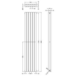 Nuie Sloane White 1800 x 354mm Vertical Double Panel Radiator