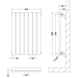 Nuie Sloane White 600 x 412mm Horizontal Single Panel Radiator