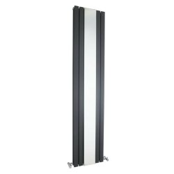 Nuie Sloane Anthracite 1800 x 381mm Vertical Double Panel Radiator with Mirror