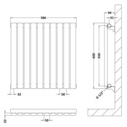 Nuie Sloane Anthracite 600 x 586mm Horizontal Single Panel Radiator