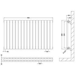 Nuie Sloane White 600 x 992mm Horizontal Double Panel Radiator