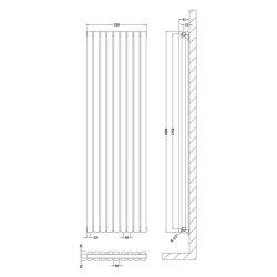 Nuie Revive Anthracite 1800 x 528mm Vertical Double Panel Radiator