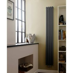 Nuie Revive Anthracite 1800 x 236mm Compact Vertical Double Panel Radiator