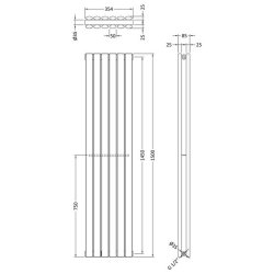 Nuie Revive White 1500 x 354mm Vertical Double Panel Radiator