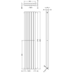 Nuie Revive Anthracite 1800 x 354mm Vertical Double Panel Radiator