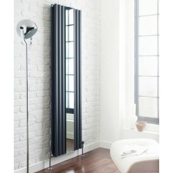 Nuie Revive Anthracite 1800 x 499mm Vertical Double Panel Radiator with Mirror